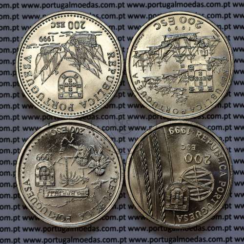X Série moedas dos descobrimentos em Cuproníquel 1999, 4 moedas 200$00 Cuproníquel, "Brasil, O Mundo Novo", Série completa