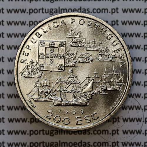 200 Escudos 1999 Pedro Alvares Cabral, Brasil 1500, Cuproníquel, X Série dos Descobrimentos Portugueses, W. Coins Portugal KM717