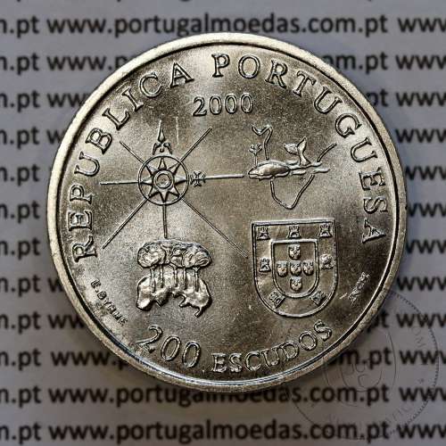 200 Escudos 2000 Terra do Lavrador 1491-1500, Cuproníquel, XI Série dos Descobrimentos Portugueses, World Coins Portugal KM 728
