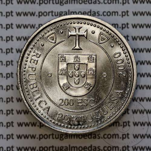 200 Escudos 2000 Terra dos Corte Reais 1501-1502, Cuproníquel, XI Série dos Descobrimentos Portugueses, W. Coins Portugal KM729