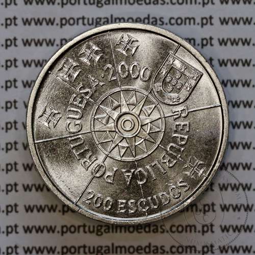 200 Escudos 2000 Terra Florida 1501, Cuproníquel, XI Série dos Descobrimentos Portugueses, World Coins Portugal KM 730
