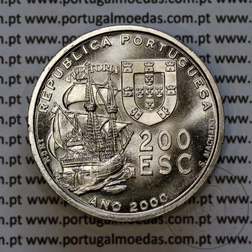 200 Escudos 2000 Fernão de Magalhães 1519-1522, Cuproníquel, XI Série dos Descobrimentos Portugueses, W. Coins Portugal KM 731