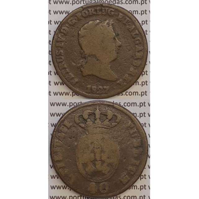 MOEDA "PATACO" 40 REIS BRONZE 1827 (BC) DATA ENTRE PONTOS