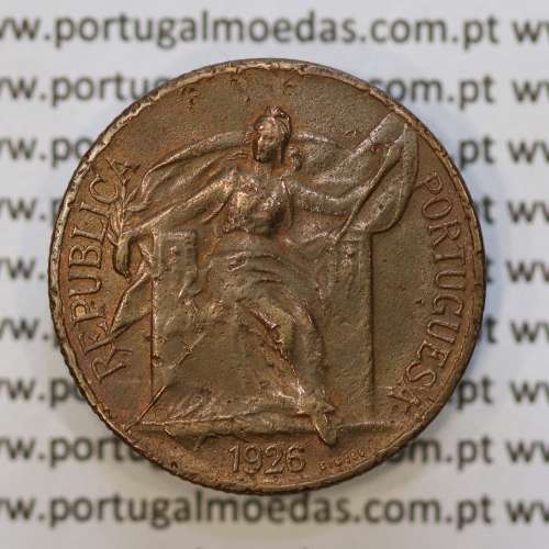 1 Escudo 1926 Bronze-Alumínio, 1$00 1926 Alumínio-Bronze Republica Portuguesa, (MBC-), World Coins Portugal  KM 576