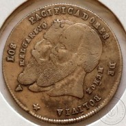 Bolívia ¼ Melgarejo 1865 Prata, (MBC+/Bela), World Coins Bolivia KM 145.1