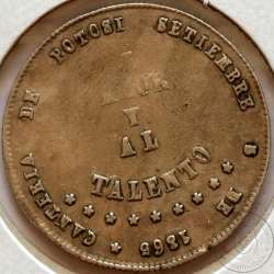 Bolívia ¼ Melgarejo 1865 Prata, (MBC+/Bela), World Coins Bolivia KM 145.1