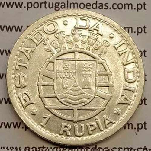 India 1 Rupia 1947 Silver, Silver Rupee 1947 of India Portuguese, World Coins India Portuguese KM 27