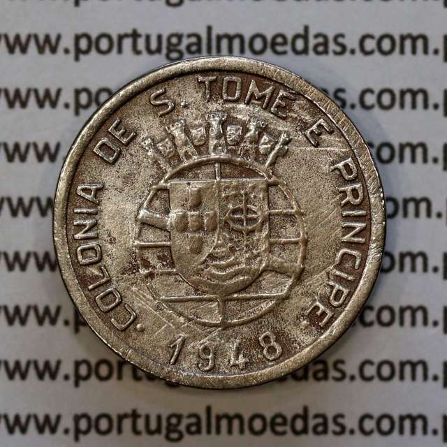São Tomé and Príncipe 50 Centavos 1948 Bronze-nickel, (VF), World Coins Saint Thomas & Prince Island KM 8