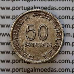 São Tomé e Príncipe 50 Centavos 1948 Alpaca, (MBC), World Coins Saint Thomas & Prince Island KM 8