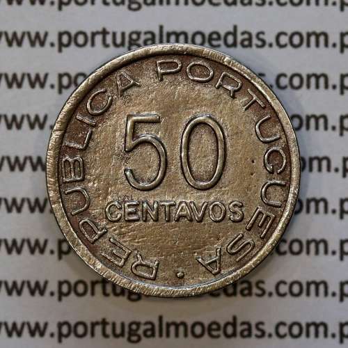 São Tomé e Príncipe 50 Centavos 1948 Alpaca, (MBC), World Coins Saint Thomas & Prince Island KM 8