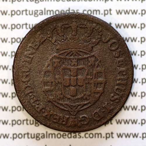 Angola coin of 1/4 Macuta 1770 copper D. José I, Single Cross, 68 Pearls, "ET" united, World Coins Angola KM 10