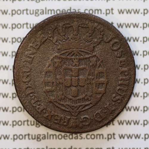 Angola coin of 1/4 Macuta 1770 copper D. José I, Single Cross, 68 Pearls, "ET" united, World Coins Angola KM 10