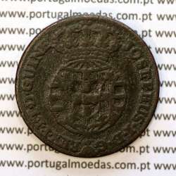 Angola coin of 1/4 Macuta 1763 copper D. José I, pearly cross, 70 Pearls, "ET" separate, World Coins Angola KM 10