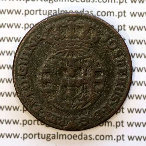 Angola coin of 1/4 Macuta 1763 copper D. José I, pearly cross, 70 Pearls, "ET" separate, World Coins Angola KM 10
