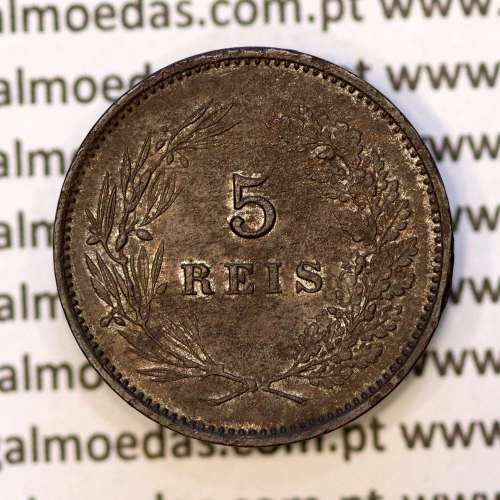 5 réis 1897 bronze D. Carlos I, (MBC+), World Coins Portugal KM 530