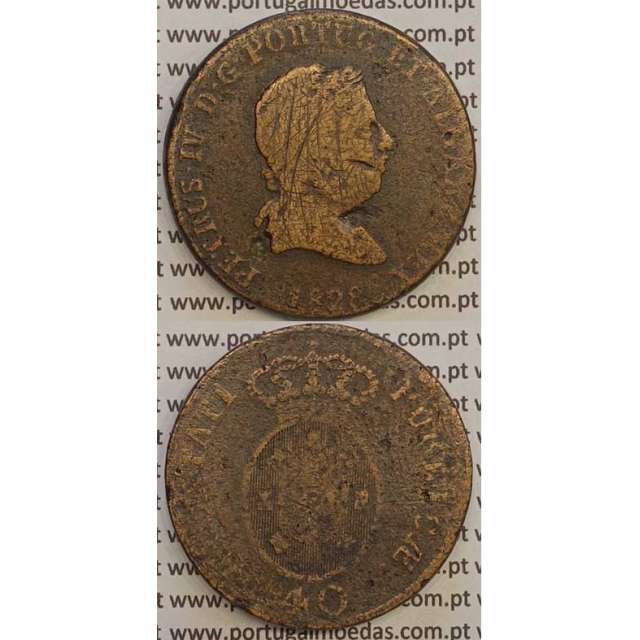 MOEDA "PATACO" 40 REIS BRONZE 1828 (BC) DATA SEM PONTOS