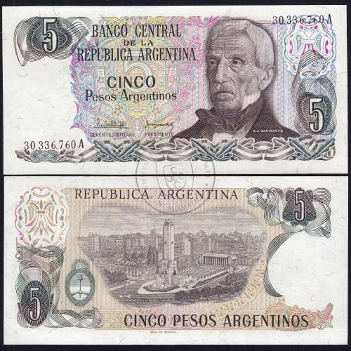 Argentina - 5 Pesos banknote 1983-1984 (Uncirculated) - Pick 312