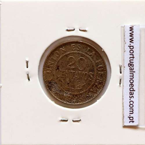 Bolívia 20 Centavos 1995 Inox, (MBC), World Coins Bolivia KM 203