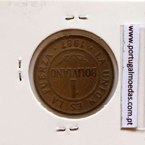 Bolívia 1 Boliviano 1987 Inox, (MBC), World Coins Bolivia KM 205