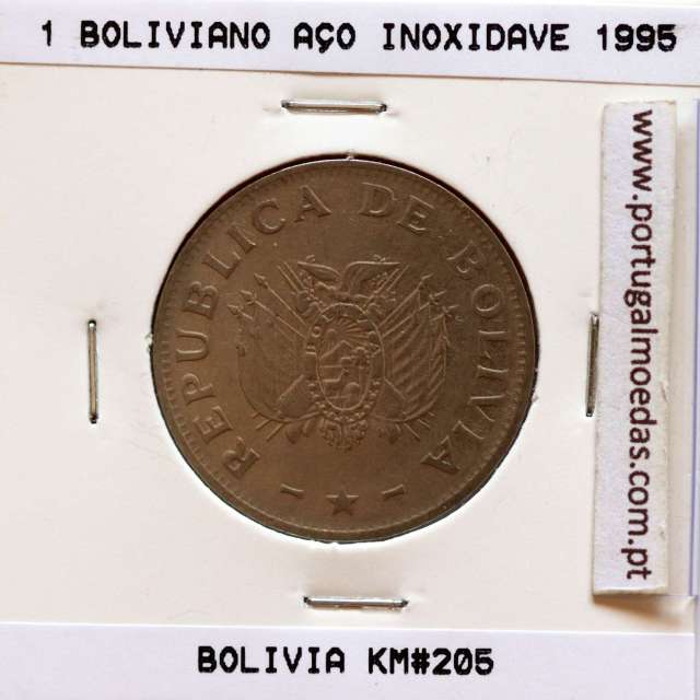 Bolívia 1 Boliviano 1995 Inox, (MBC), World Coins Bolivia KM 205