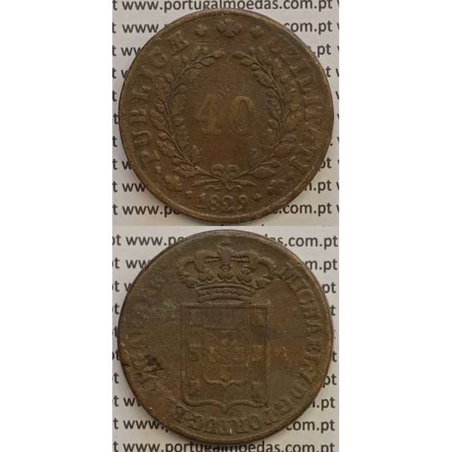 MOEDA PATACO (40 RÉIS) BRONZE 1829 (BC+) - D.MIGUEL I