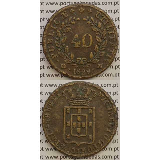 MOEDA PATACO (40 RÉIS) BRONZE 1829 (MBC) - D.MIGUEL I