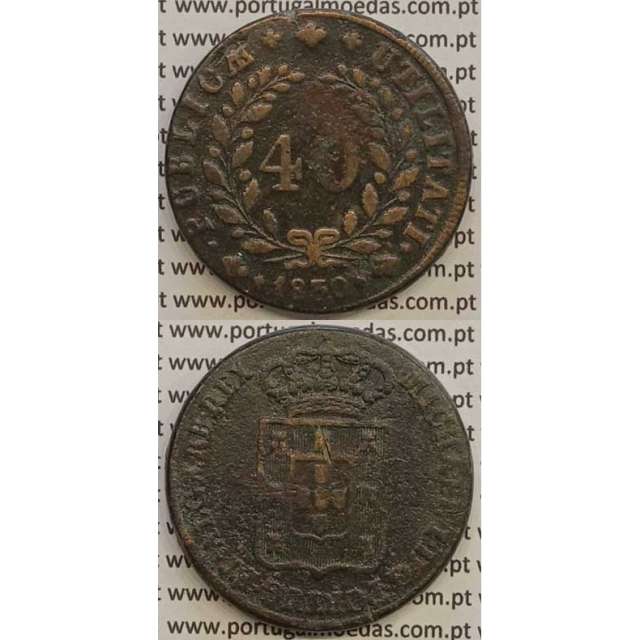 MOEDA PATACO (40 RÉIS) BRONZE 1830 (MBC-) - D.MIGUEL I