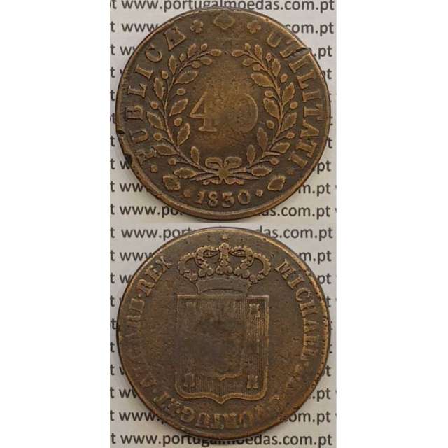 MOEDA PATACO (40 RÉIS) BRONZE 1830 (BC+) - D.MIGUEL I
