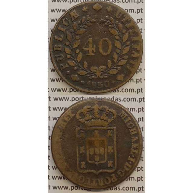 MOEDA PATACO (40 RÉIS) BRONZE 1830 (MBC-) - D.MIGUEL I