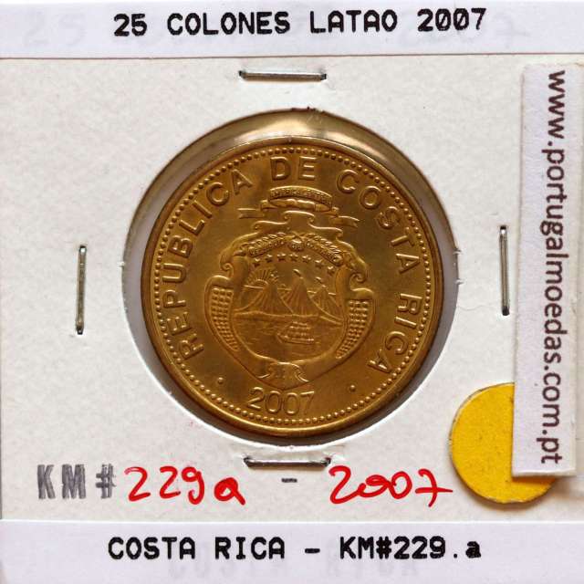 Costa Rica, 25 colones 2007 Brass, (UNC),  World Coins Costa Rica KM 229a