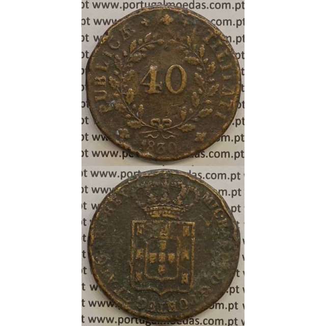 MOEDA PATACO (40 RÉIS) BRONZE 1830 (MBC) - D.MIGUEL I