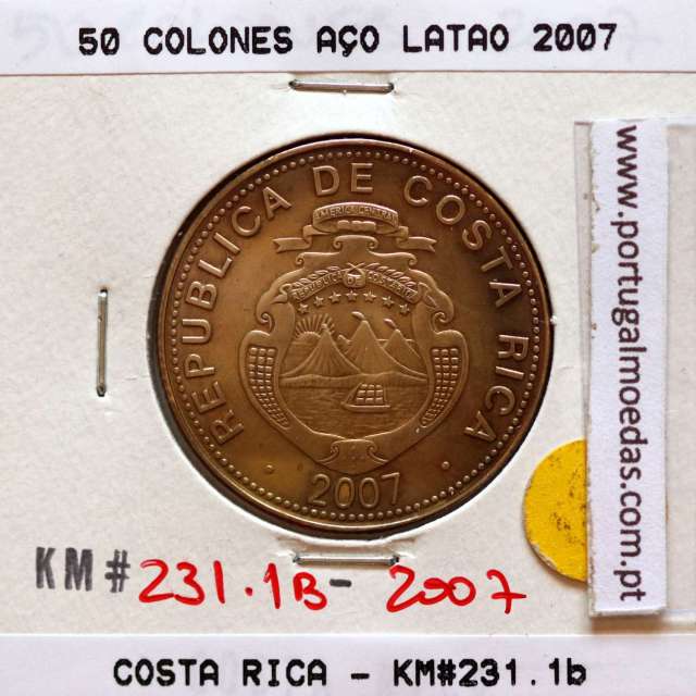 Costa Rica, 50 Colones 2007 Latão, (Soberba),  World Coins Costa Rica KM 231.1b