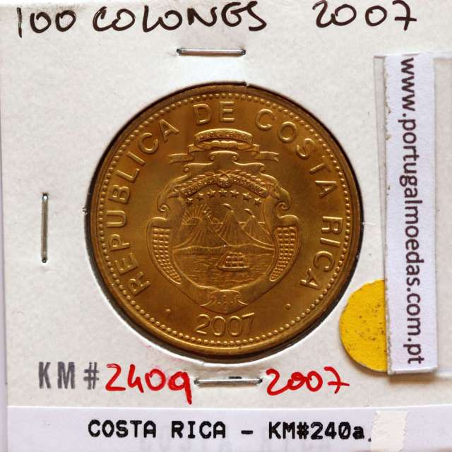 Costa Rica, 100 Colones 2007 Aço Latão, (Soberba),  World Coins Costa Rica KM 240a