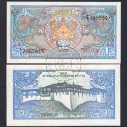 Bhutan - 1 Ngultrum Banknote 1990 (Uncirculated) - Pick 12b