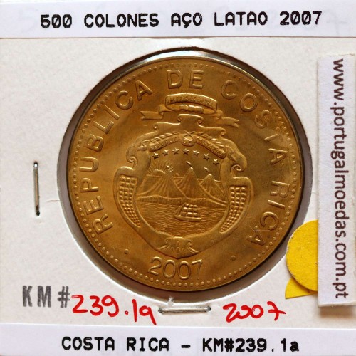Costa Rica, 500 Colones 2007 Aço Latão, (Soberba),  World Coins Costa Rica KM#239.1a