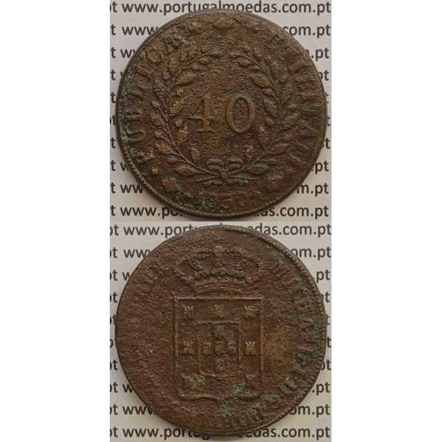 MOEDA PATACO (40 RÉIS) BRONZE 1830 (MBC-) - D.MIGUEL I