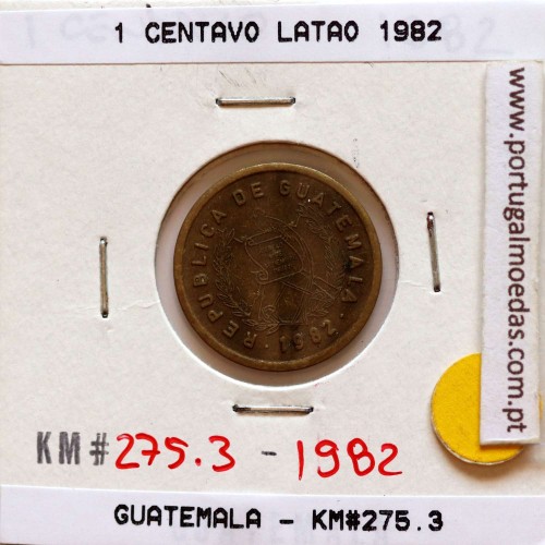 Guatemala, 1 centavo 1982 latão, (MBC), World Coins Guatemala KM 275.3