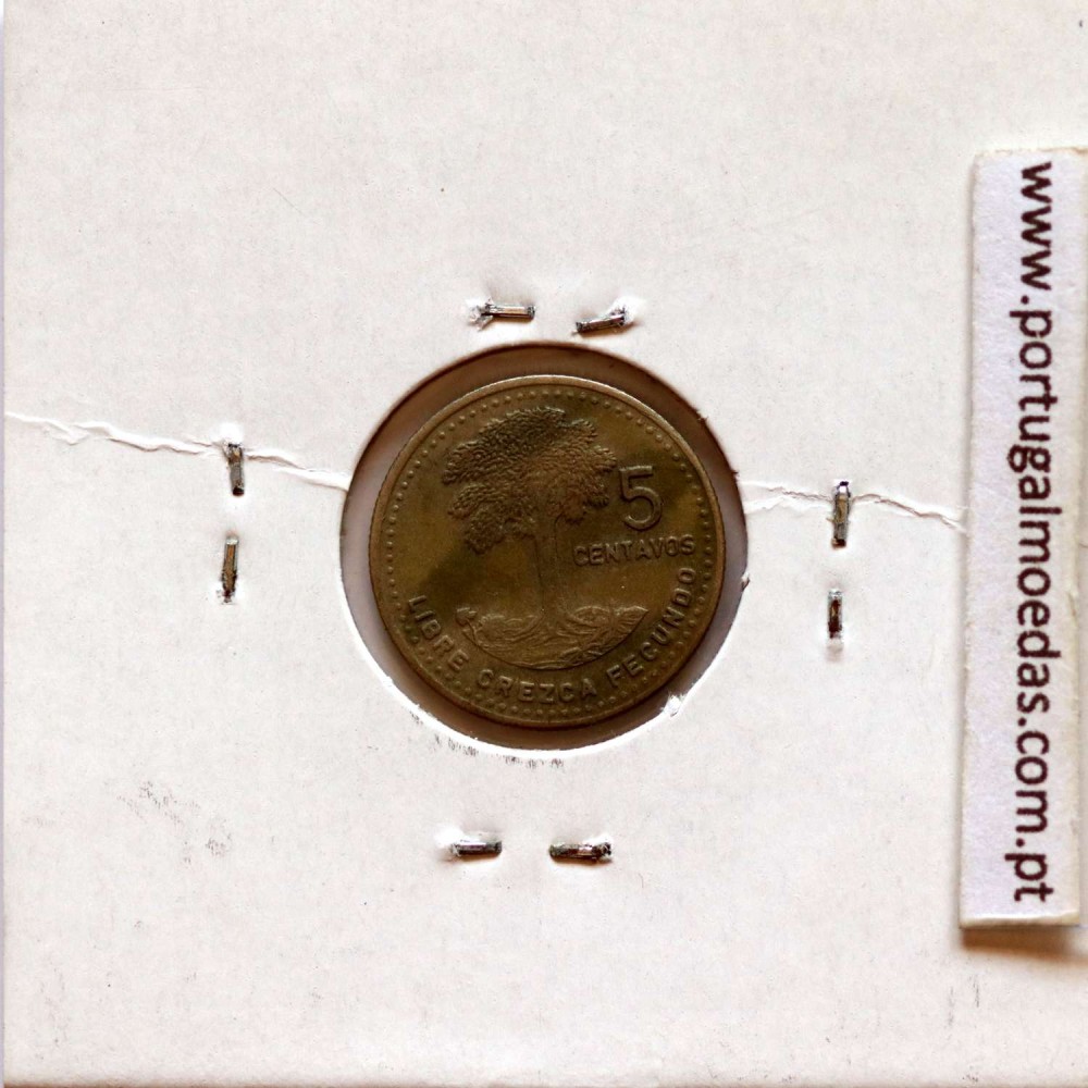 Guatemala, 5 centavos 1986 cupro-níquel, (Soberba), World Coins Guatemala KM 276.4
