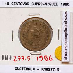 Guatemala 10 centavos 1986 Copper-Nickel, (VF), World Coins Guatemala KM 277.5