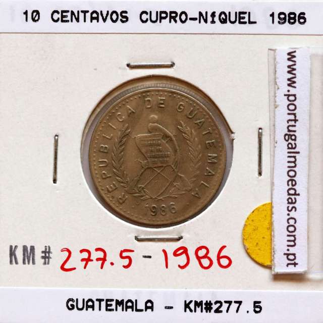 Guatemala 10 centavos 1986 Copper-Nickel, (VF), World Coins Guatemala KM 277.5
