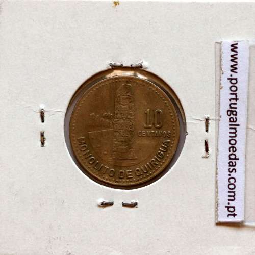 Guatemala, 10 centavos 1986 cupro-níquel, (MBC+), World Coins Guatemala KM 277.5