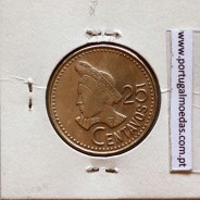 Guatemala, 25 centavos 1987 cupro-níquel, (Bela), World Coins Guatemala KM 278.5
