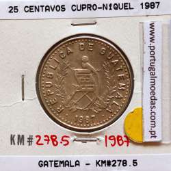 Guatemala 25 centavos 1987 Copper-Nickel, (UNC), World Coins Guatemala KM 278.5