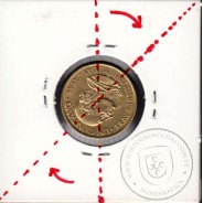Guatemala, 1 centavo 1966 brass, Minting Error with Displaced Axis, (UNC/XF), World Coins Guatemala KM 265
