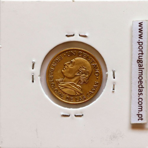 Guatemala, 1 centavo 1966 latão, Erro Cunhagem com Eixo Deslocado, (Bela/Soberba), World Coins Guatemala KM 265