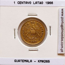 Guatemala, 1 centavo 1966 latão, Erro Cunhagem com Eixo Deslocado, (Bela/Soberba), World Coins Guatemala KM 265