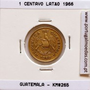 Guatemala, 1 centavo 1966 brass, Minting Error with Displaced Axis, (UNC/XF), World Coins Guatemala KM 265