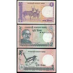 BANGLADESH - BATCH OF 5 DIFFERENT BANKNOTES- SERIES 1991-2011 (UNCIRCULATED)
