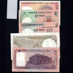 BANGLADESH - LOTE DE 5 NOTAS DIFERENTES-SERIE 1991-2011 (NÃO CIRCULADAS) BANGLADESH - LOTE DE 5 NOTAS DIFERENTES-SERIE 1991-2011 (NÃO CIRCULADAS)