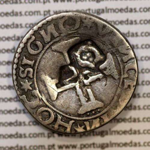 Brasil, Carimbo 200 Réis de D. Afonso VI 1656-1667 sobre tostão Prata lisboa de D. João III 1521-1557,  World Coins Brasil KM 32